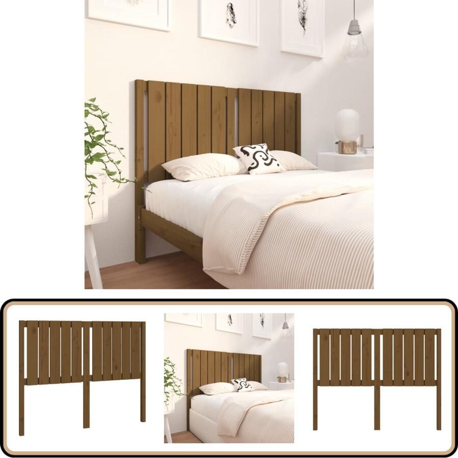 VidaXL Hoofdbord 125 5x100 cm Massief Grenen Honingbruin Houten Hoofdbord Hoofddekens Slaapkamers Bedkamerdecoratie Rustiek Interieur