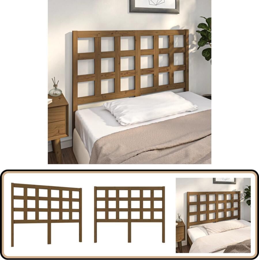 VidaXL Hoofdbord 125 5x100 cm Massief Grenen Honingbruin Houten Hoofdeinde Hoofdbord Massief Grenenhout Honingbruin Bedroom Decor