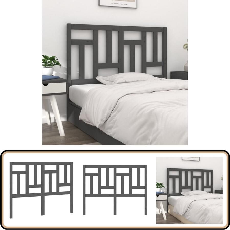 VidaXL Hoofdbord 125 5x100 cm Massief Grenenhout Houten Hoofdbord Hoofdboard Hoofdeinde Grijze Hoofdbord Massief Grenenhout Slaapkamersdecoratie Bedroom Decor Luxe Hoofdbord Comfortabel Hoofdbord Stijlvol Hoofdbord