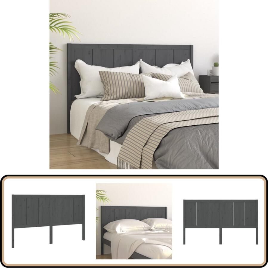 VidaXL Hoofdbord 125 5x4x100 cm Grenenhout Grijs Hoofdboard Hoofdenbord Bedding Slaapkamerdecoratie Hout