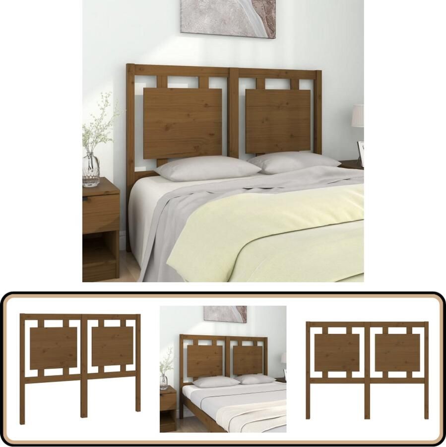 VidaXL Hoofdbord 125 5x4x100 cm Grenenhout Honingbruin Houten Hoofdbord Hoofddekens Beddecoratie Slaapkamers Grenenhout Meubels