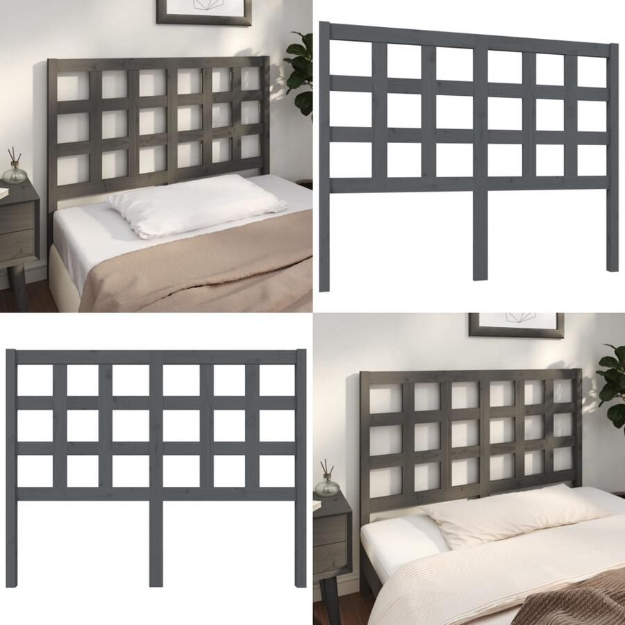 VidaXL Hoofdbord 125-5x4x100 cm massief grenenhout grijs Hoofdbord Hoofdborden Hoofdeinde Houten Hoofdbord