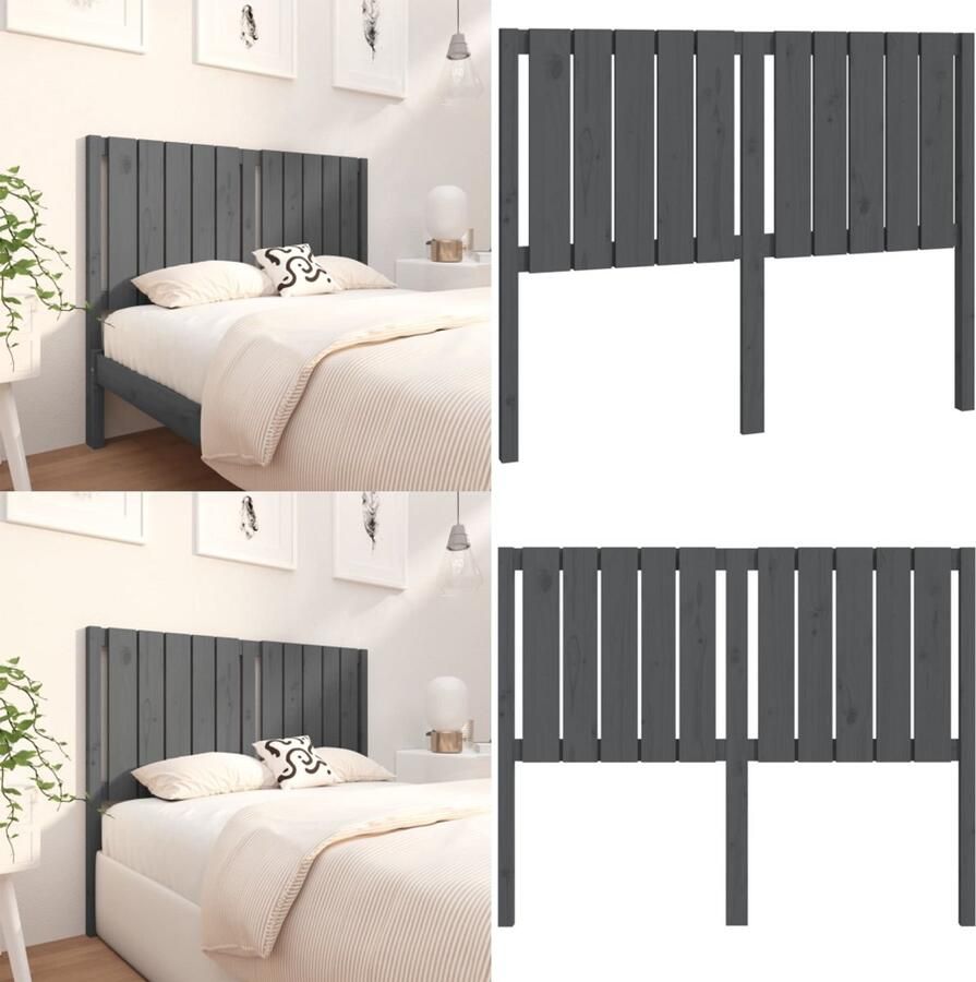 VidaXL Hoofdbord 125-5x4x100 cm massief grenenhout grijs Hoofdbord Hoofdborden Hoofdeinde Houten Hoofdbord - Foto 4