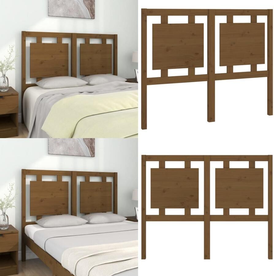 VidaXL Hoofdbord 125-5x4x100 cm massief grenenhout honingbruin Hoofdbord Hoofdborden Hoofdeinde Houten Hoofdbord - Foto 4