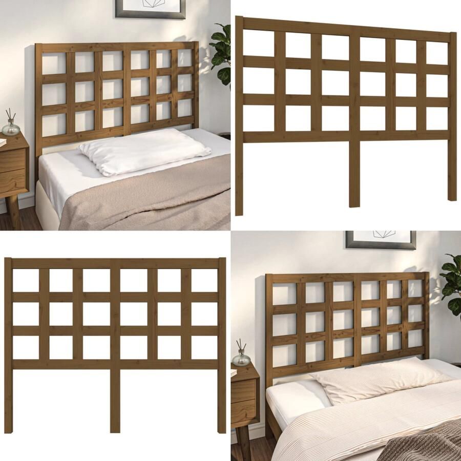 VidaXL Hoofdbord 125-5x4x100 cm massief grenenhout honingbruin Hoofdbord Hoofdborden Hoofdeinde Houten Hoofdbord