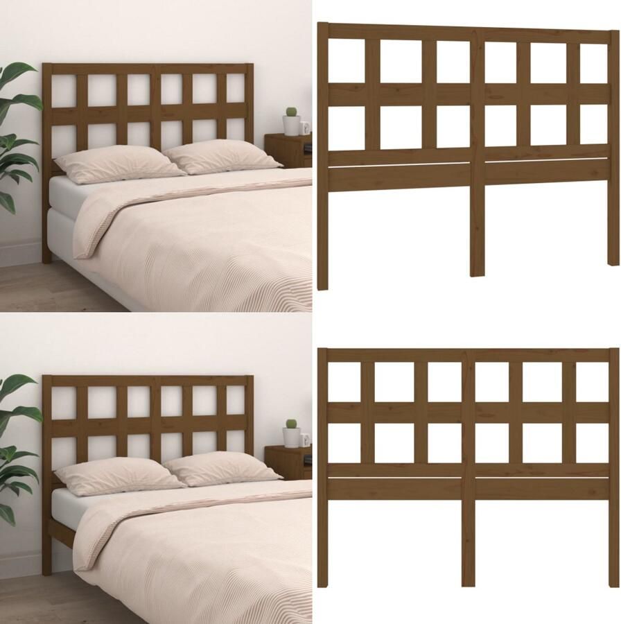 VidaXL Hoofdbord 125-5x4x100 cm massief grenenhout honingbruin Hoofdbord Hoofdborden Hoofdeinde Houten Hoofdbord - Foto 3