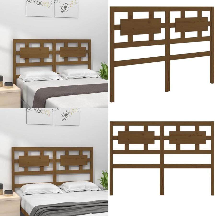 VidaXL Hoofdbord 125-5x4x100 cm massief grenenhout honingbruin Hoofdbord Hoofdborden Hoofdeinde Houten Hoofdbord - Foto 2