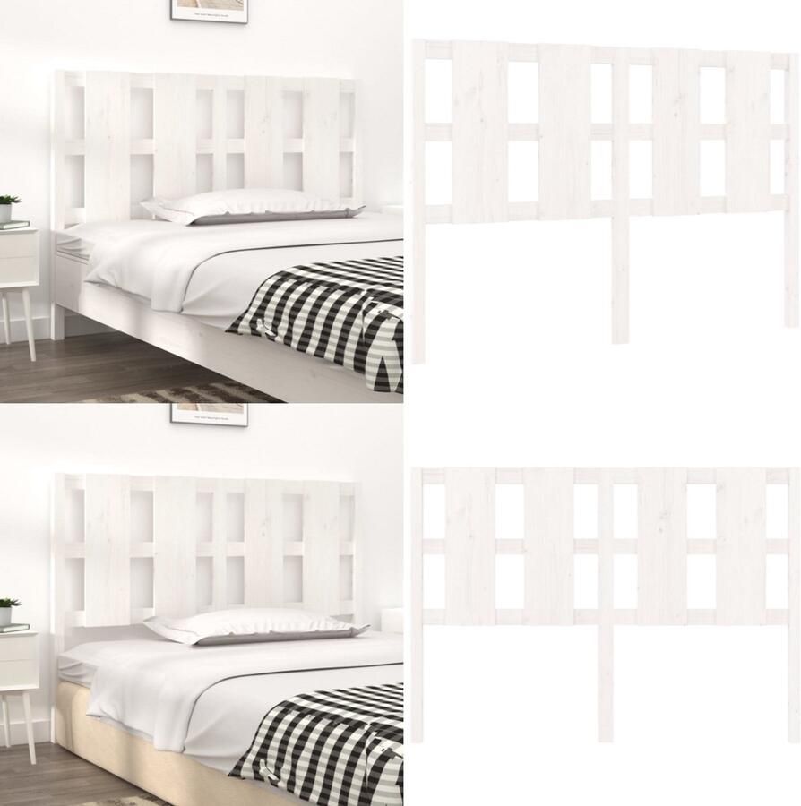 VidaXL Hoofdbord 125 5x4x100 cm massief grenenhout wit Hoofdbord Hoofdborden Hoofdeinde Houten Hoofdbord