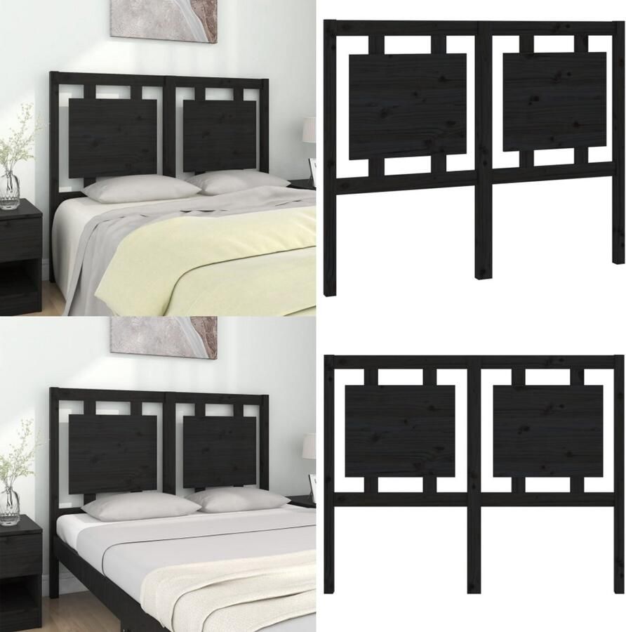 VidaXL Hoofdbord 125 5x4x100 cm massief grenenhout zwart Hoofdbord Hoofdborden Hoofdeinde Houten Hoofdbord