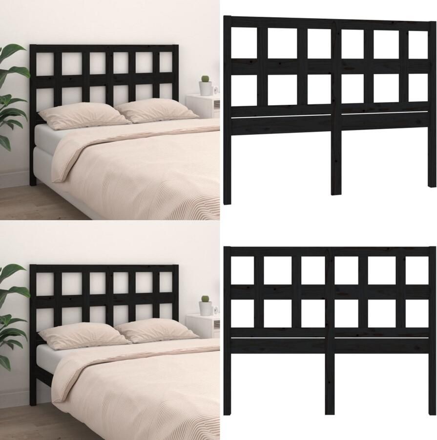 VidaXL Hoofdbord 125 5x4x100 cm massief grenenhout zwart Hoofdbord Hoofdborden Hoofdeinde Houten Hoofdbord - Foto 2