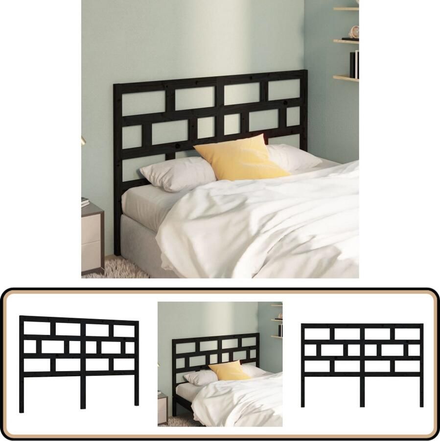 VidaXL Hoofdbord 126x100 cm Grenenhout Zwart Hoofd Bord Hoofdeinde Houten Hoofdbord Massief Grenenhout Zwarte Hoofdbord Klassieke Hoofdbord Slaapkamers Decoreren Bed Frame Luxe Bed Modern Bed