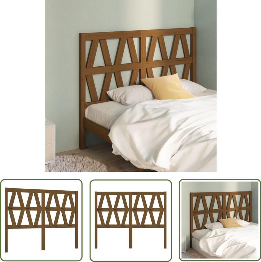 VidaXL Hoofdbord 126x100 cm Massief Grenenhout Houten Hoofdbord Hoofddekens Beddecoratie Slaapkamers Grenenhout Meubilair Honingbruine Meubels