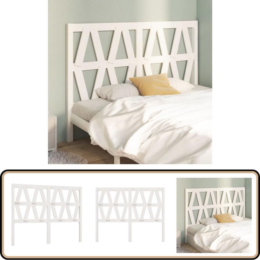 VidaXL Hoofdbord 126x100 cm Massief Grenenhout Wit Houten Hoofdbord Hoofd Bord Hoofdeinde Massief Grenenhout Wit Hoofdbord Bedroom Decor Slaapkamer Accessoires Luxe Hoofdbord Comfortabel Hoofdbord Trendig Hoofdbord