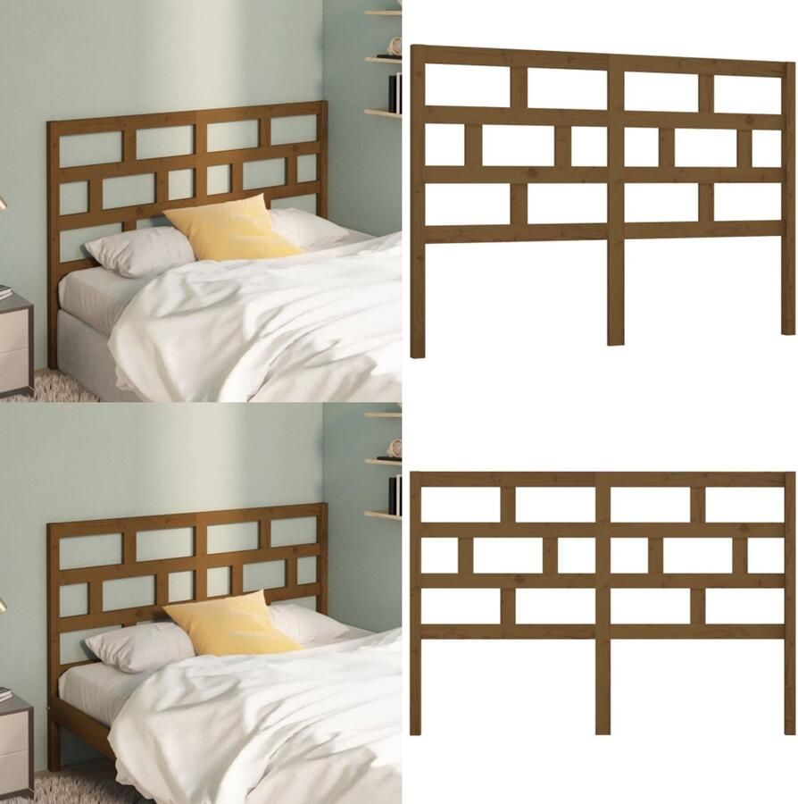 VidaXL Hoofdbord 126x4x100 cm massief grenenhout honingbruin Hoofdbord Hoofdborden Hoofdeinde Houten Hoofdbord - Foto 5