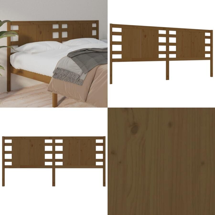 VidaXL Hoofdbord 126x4x100 cm massief grenenhout honingbruin Hoofdbord Hoofdborden Hoofdeinde Houten Hoofdbord - Foto 1
