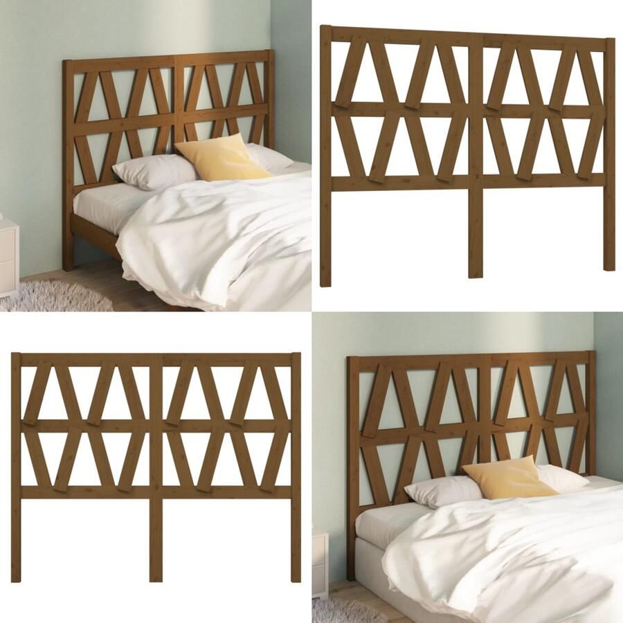 VidaXL Hoofdbord 126x4x100 cm massief grenenhout honingbruin Hoofdbord Hoofdborden Hoofdeinde Houten Hoofdbord - Foto 2