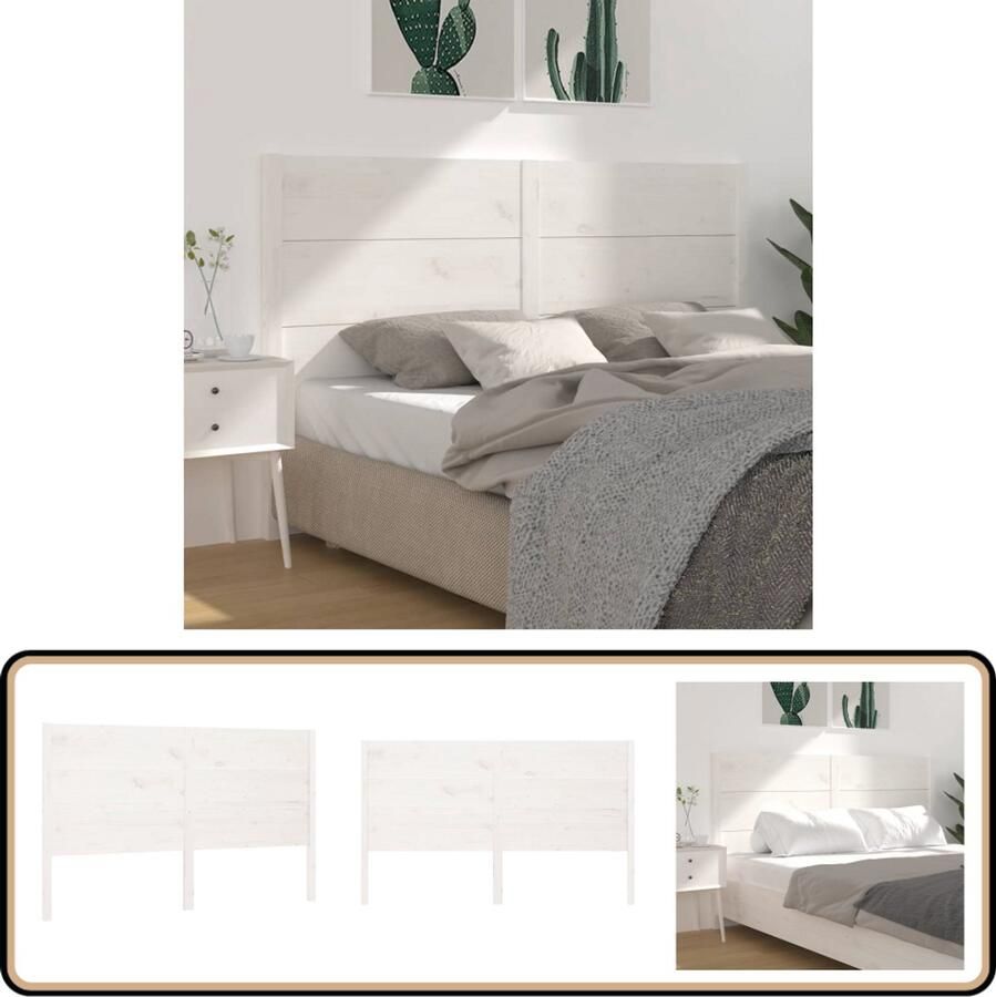 VidaXL Hoofdbord 126x4x100 cm Massief Grenenhout Wit Hoofdboard Grenenhout Hoofdeinde Vintage Landelijk Rustic Wit Slaapkamer Decoratie Bed Frame Comfortabel