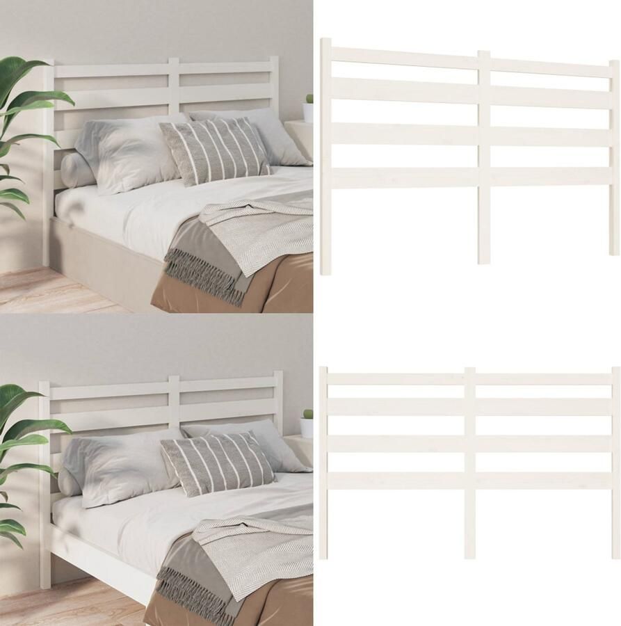 VidaXL Hoofdbord 126x4x100 cm massief grenenhout wit Hoofdbord Hoofdborden Hoofdeinde Houten Hoofdbord