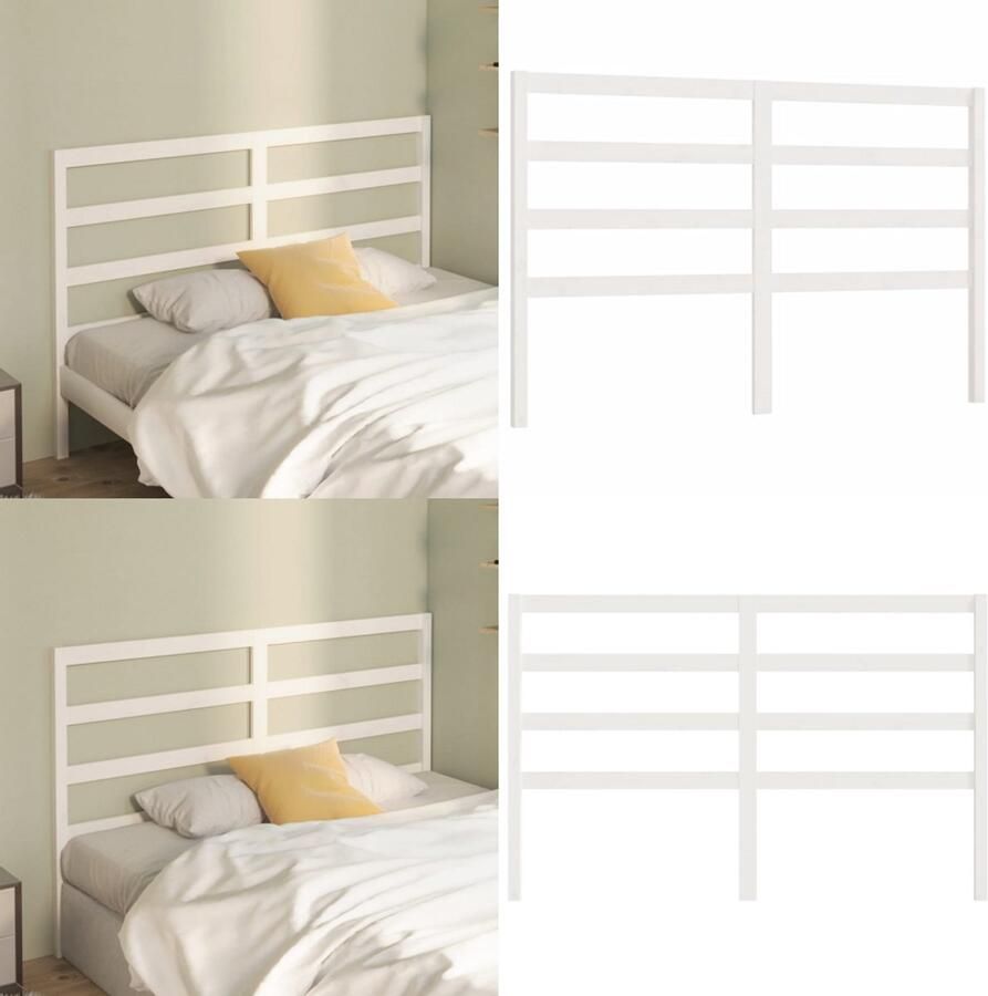 VidaXL Hoofdbord 126x4x100 cm massief grenenhout wit Hoofdbord Hoofdborden Hoofdeinde Houten Hoofdbord