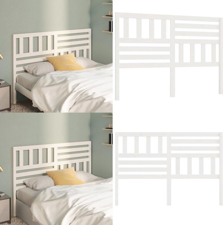 VidaXL Hoofdbord 126x4x100 cm massief grenenhout wit Hoofdbord Hoofdborden Hoofdeinde Houten Hoofdbord - Foto 2