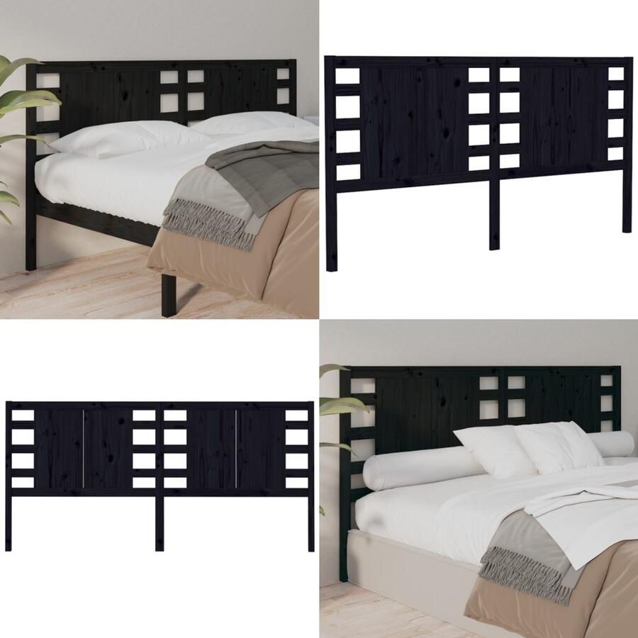 VidaXL Hoofdbord 126x4x100 cm massief grenenhout zwart Hoofdbord Hoofdborden Hoofdeinde Houten Hoofdbord