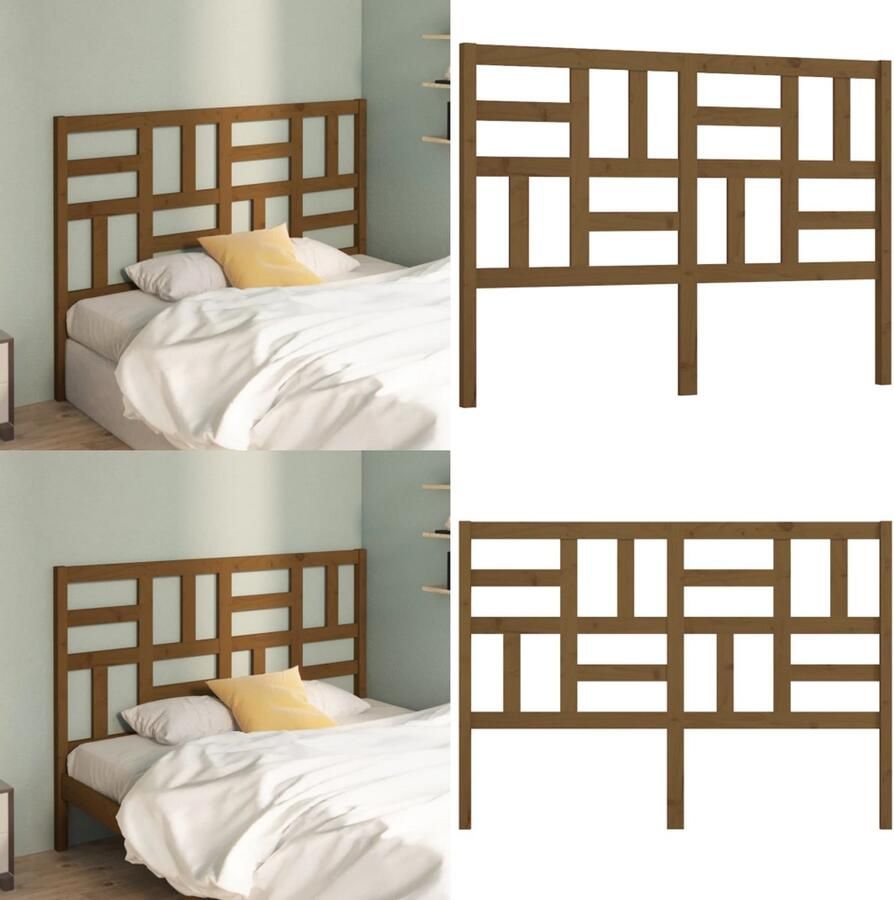 VidaXL Hoofdbord 126x4x104 cm massief grenenhout honingbruin Hoofdbord Hoofdborden Hoofdeinde Houten Hoofdbord