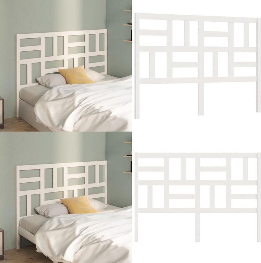 VidaXL Hoofdbord 126x4x104 cm massief grenenhout wit Hoofdbord Hoofdborden Hoofdeinde Houten Hoofdbord