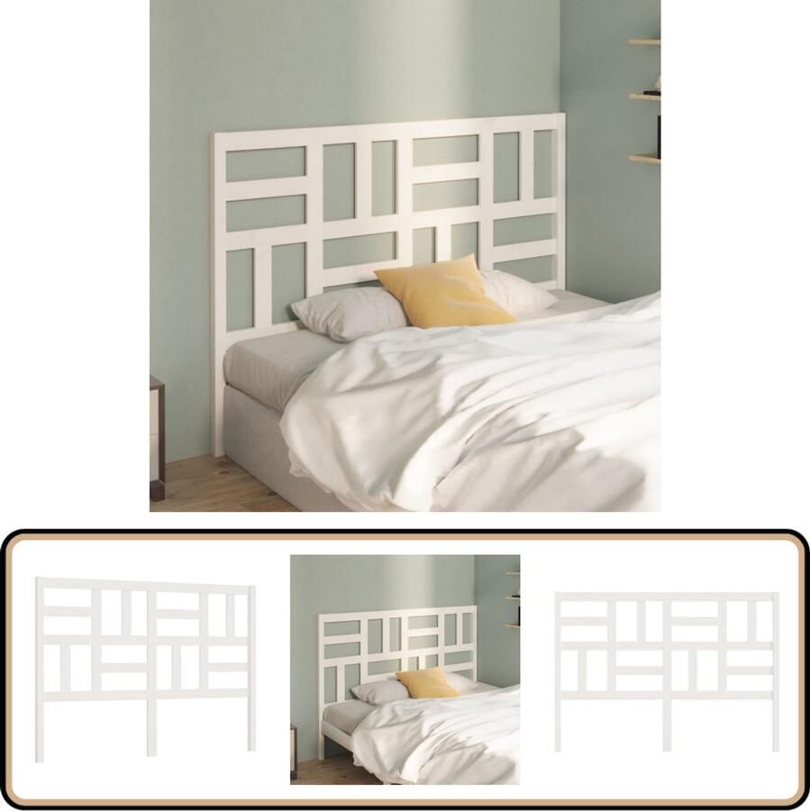 VidaXL Hoofdbord 126x4x104 cm Massief Grenenhout Wit Houten Hoofdbord Voor Bed Hoofddekens Grenenhout Meubilair Witte Hoofdborden Slaapkamers Decoreren Bedroom Furniture Wooden Headboard Headboards For Beds