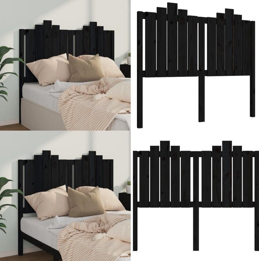 VidaXL Hoofdbord 126x6x110 cm massief grenenhout zwart Hoofdbord Hoofdborden Hoofdeinde Houten Hoofdbord