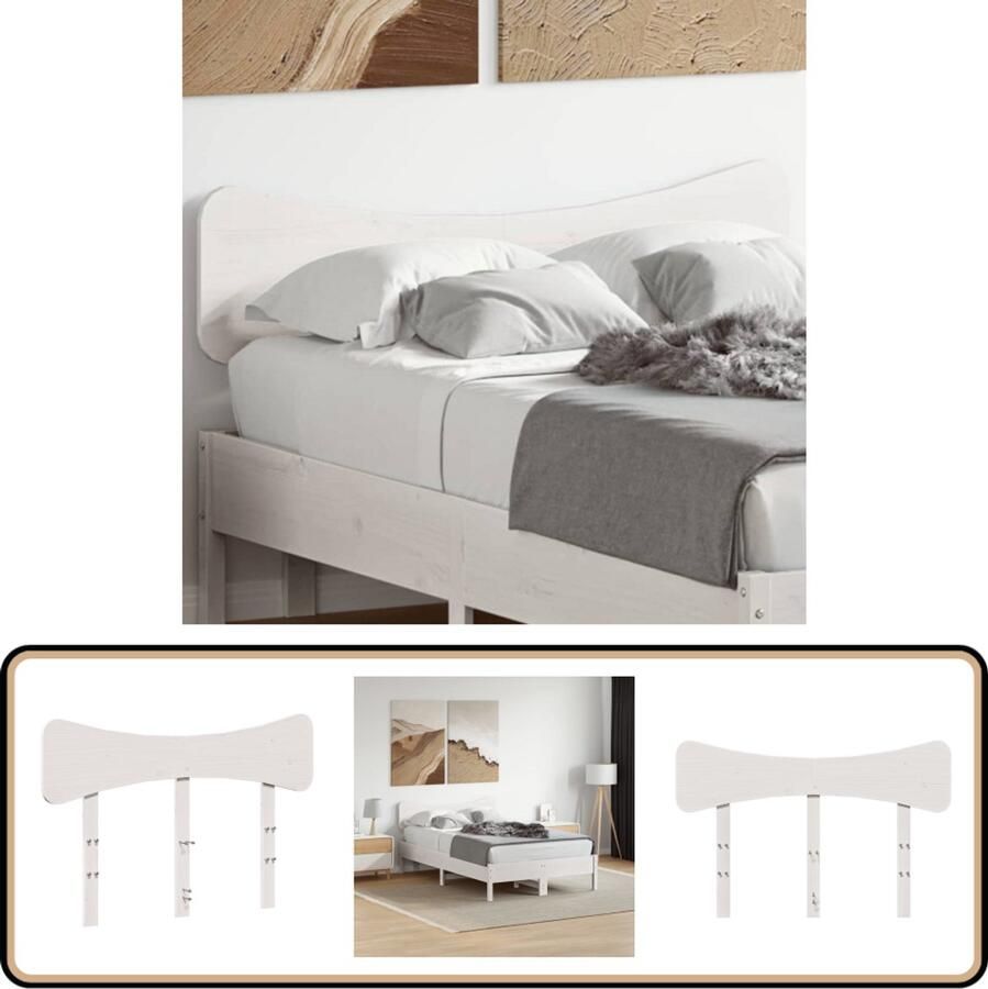 VidaXL Hoofdbord 135 cm Grenenhout Wit Hoofd Bord Hoofdborden Bed Hoofdbord Bedhoofdbord Grenenhout