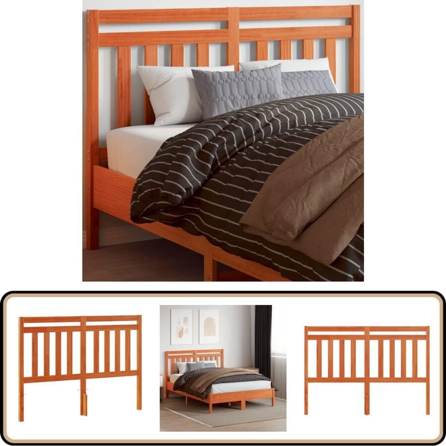 VidaXL Hoofdbord 135 cm massief grenenhout bruin Hoofd Bord Hoofdborden Grenenhouten Hoofdbord Bruine Hoofdbord Massief Hout Hoofdbord Bedroom Decor Slaapkamer Meubels Bed Frame Accessories Vintage Headboard