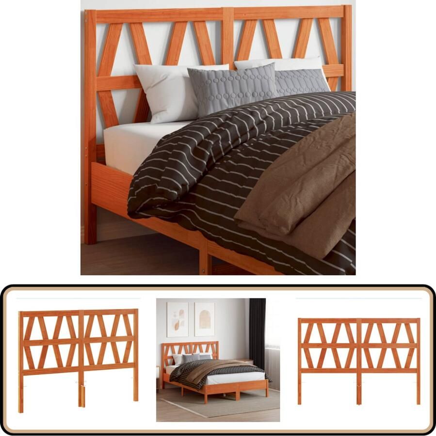 VidaXL Hoofdbord 135 cm massief grenenhout Hoofd Bord Hoofdbord Grenenhout Hout Bruine Kleuren Vintage Landelijk Bedroom Decor Slaapkamer Meubels Bed Frame Beddecoratie Massief Hout Stapelbaar Modern Minimalistisch