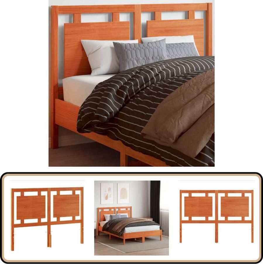 VidaXL Hoofdbord 135 cm massief grenenhout Hoofd Bord Hoofdbord Grenenhouten Hoofdbord Hout Hoofdbord Vintage Hoofdbord Bruine Hoofdbord Slaap Kamer Meubels