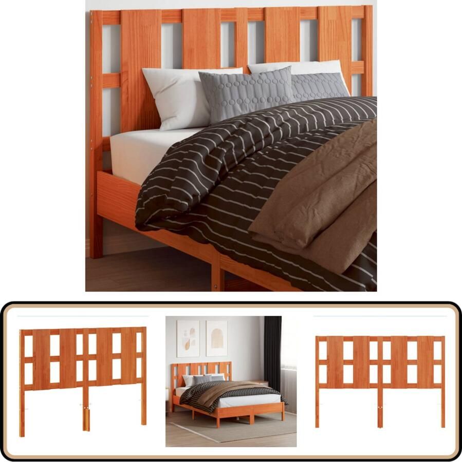 VidaXL Hoofdbord 135 cm Massief Grenenhout Wasbruin Hoofd Bord Hoofdbord Beddecoratie Grenenhout Meubilair Bruine Kamermeubel