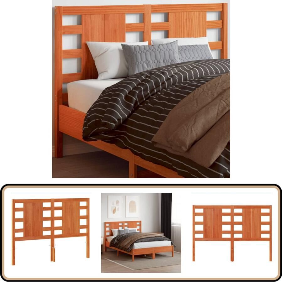 The Living Store Houten Hoofdeinde 140.5 x 8.5 x 100 cm Massief Grenenhout Houten Hoofdbord Met Staanders Grenenhout Hoofdbord Bruine Hoofdbord Vintage Hoofdbord