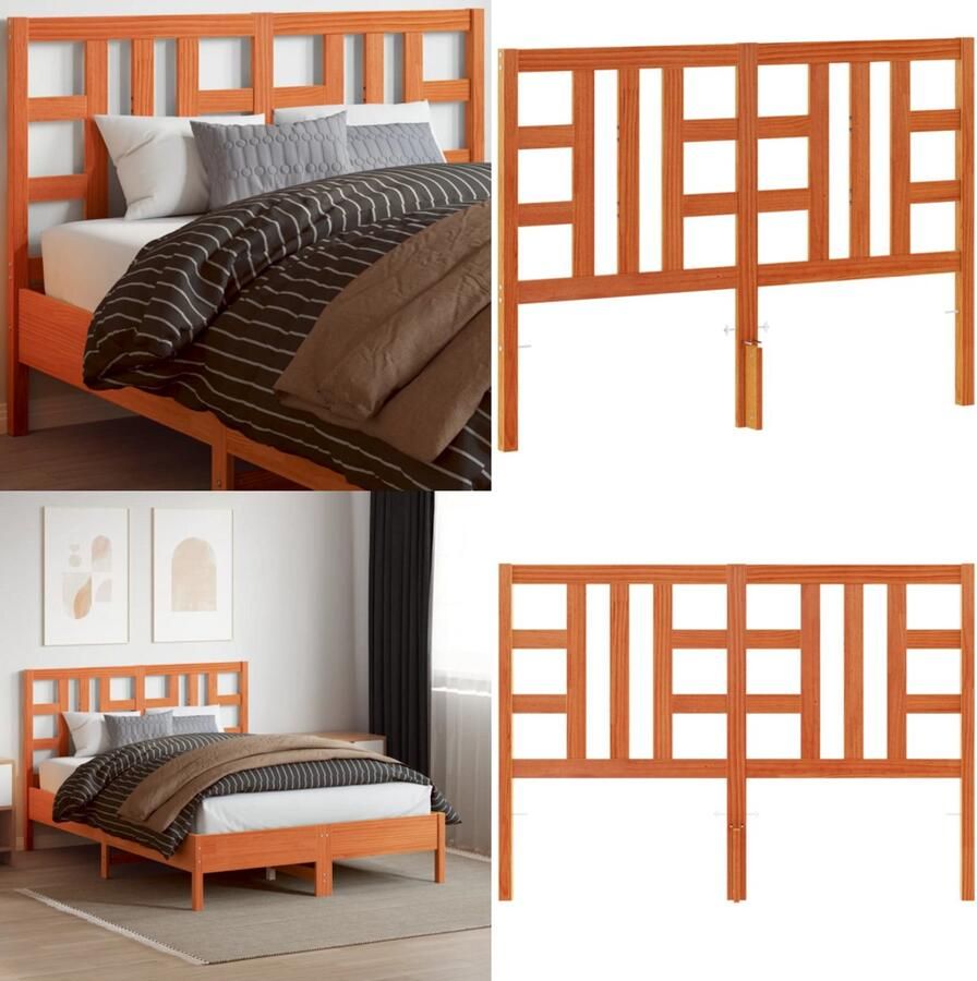 VidaXL Hoofdbord 135 cm massief grenenhout wasbruin Hoofdbord Hoofdborden Bed Hoofdbord Bedhoofdbord