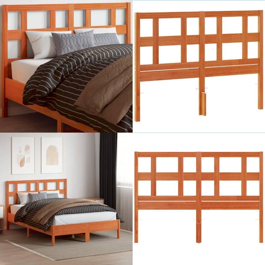 VidaXL Hoofdbord 135 cm massief grenenhout wasbruin Hoofdbord Hoofdborden Bed Hoofdbord Bedhoofdbord