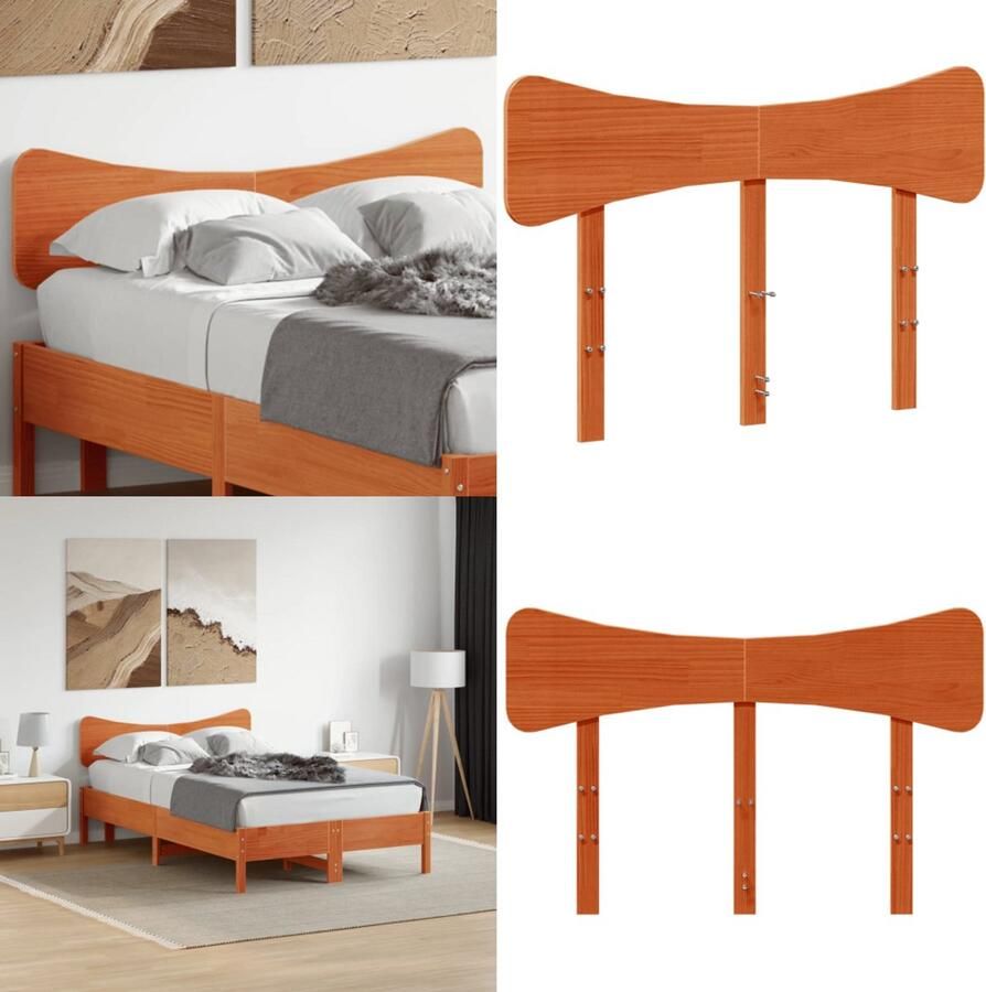VidaXL Hoofdbord 135 cm massief grenenhout wasbruin Hoofdbord Hoofdborden Bed Hoofdbord Bedhoofdbord