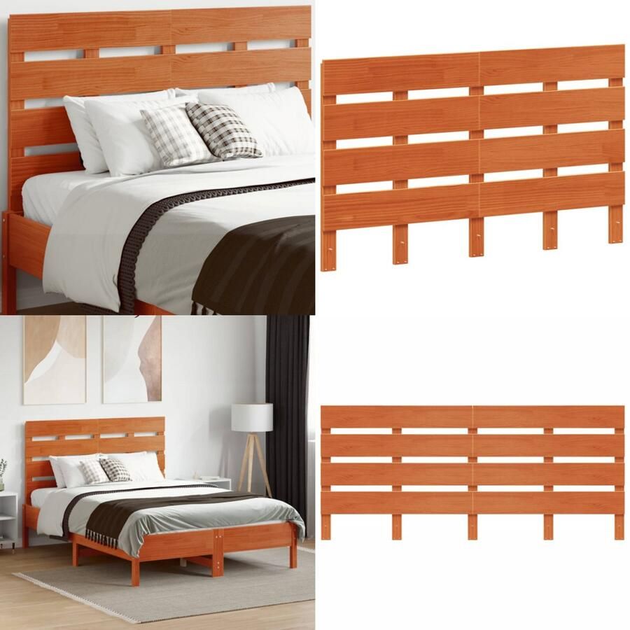 VidaXL Hoofdbord 135 cm massief grenenhout wasbruin Hoofdbord Hoofdborden Bed Hoofdbord Bedhoofdbord