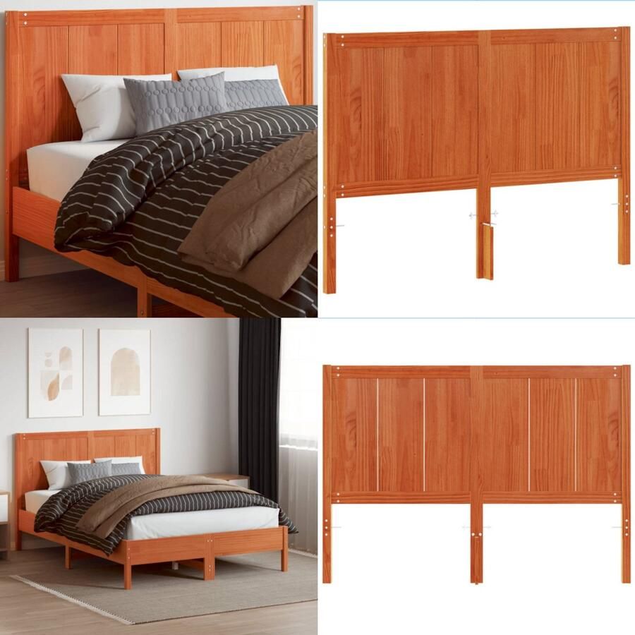 VidaXL Hoofdbord 135 cm massief grenenhout wasbruin Hoofdbord Hoofdborden Bed Hoofdbord Bedhoofdbord