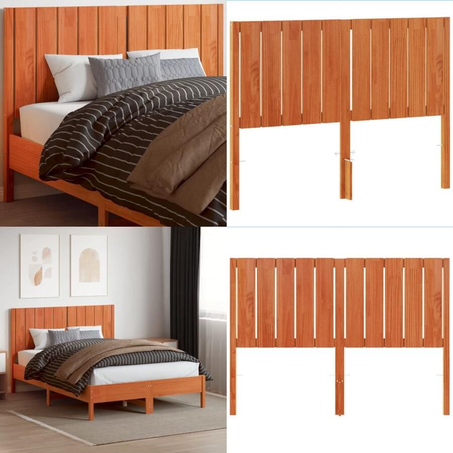 VidaXL Hoofdbord 135 cm massief grenenhout wasbruin Hoofdbord Hoofdborden Bed Hoofdbord Bedhoofdbord - Foto 2