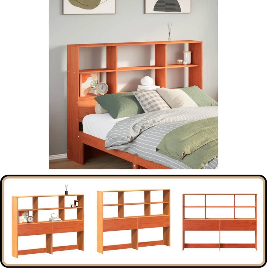 VidaXL Hoofdbord 135 cm Massief Grenenhout Wasbruin Hoofdbord Houten Hoofdbord Massief Grenenhout Hoofdbord Met Opbergvak Slaapkamervloerisdecoratie