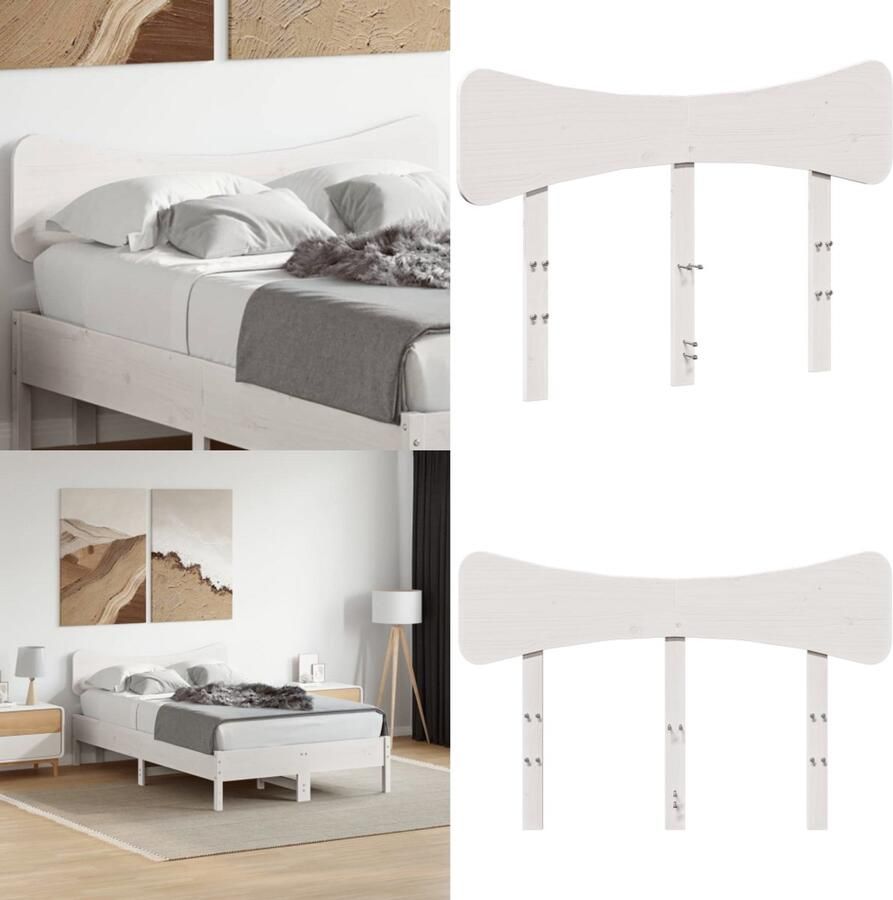 VidaXL Hoofdbord 135 cm massief grenenhout wit Hoofdbord Hoofdborden Bed Hoofdbord Bedhoofdbord