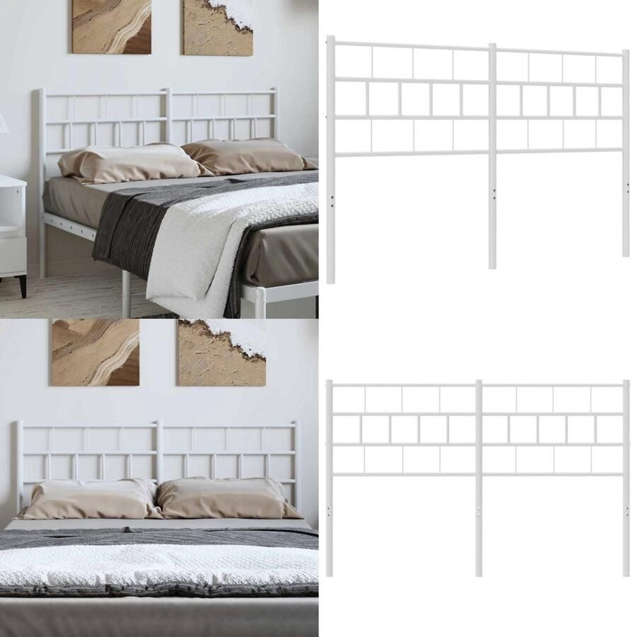 VidaXL Hoofdbord 135 cm metaal wit Hoofdbord Hoofdborden Hoofdeinde Metalen Hoofdbord
