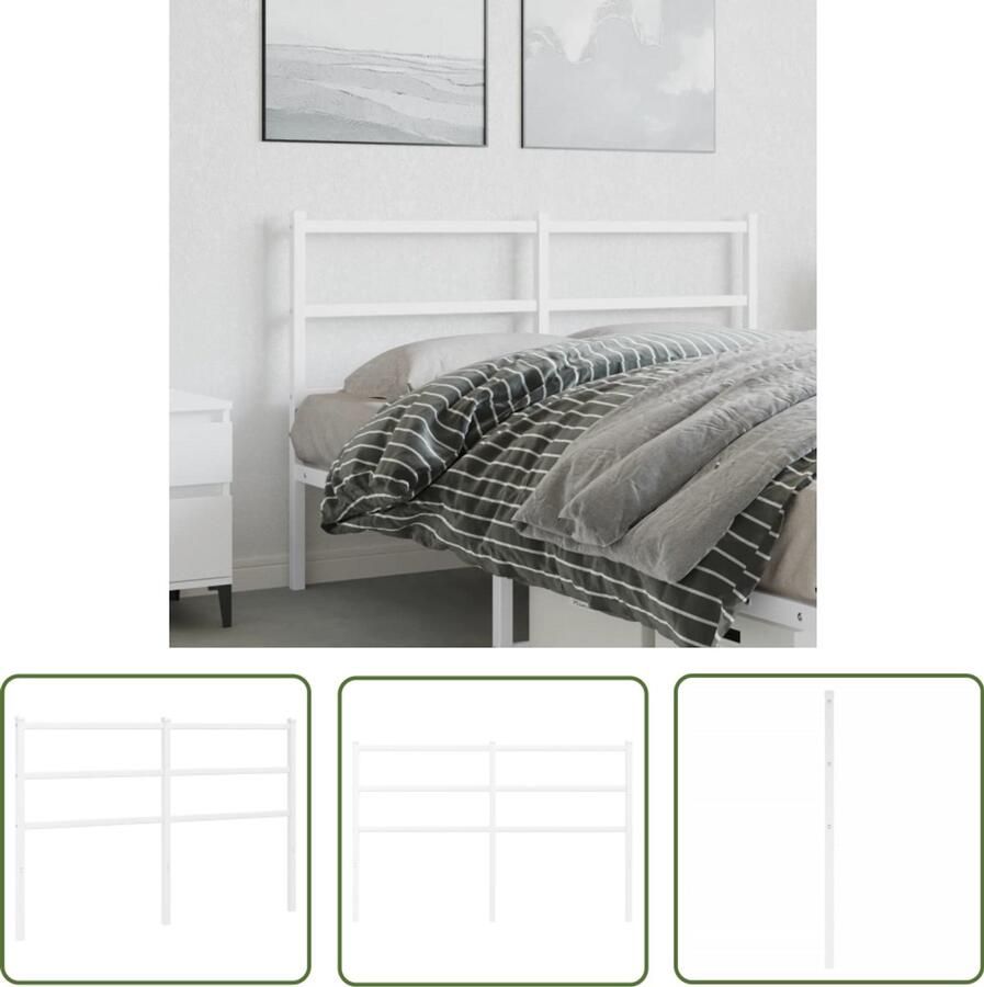 VidaXL Hoofdbord 135 cm metaal wit Hoofdbord Metalen Hoofdbord Wit Hoofdbord 135 Cm Staal Hoofdbord Beddecoratie Slaapkamerinrichting Luxe Hoofdbord Comfortabel Hoofdbord