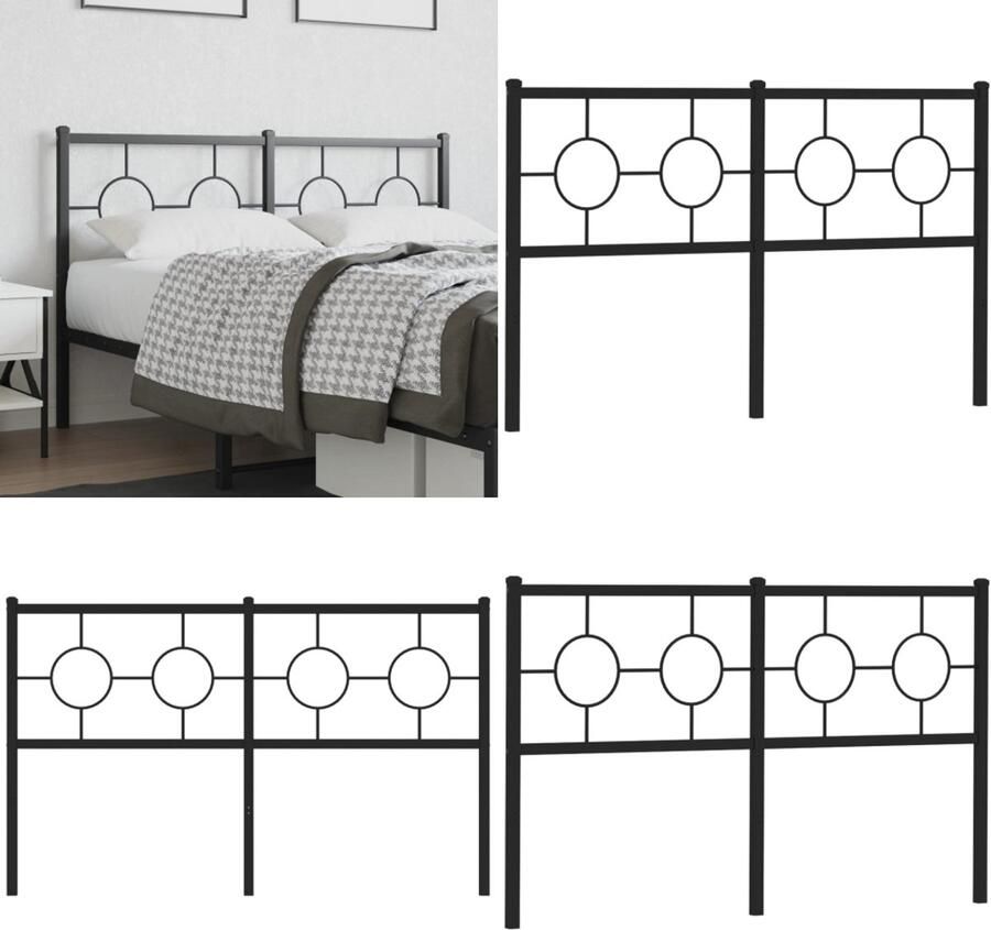 VidaXL Hoofdbord 135 cm metaal zwart Hoofdbord Hoofdborden Hoofdeinde Metalen Hoofdbord
