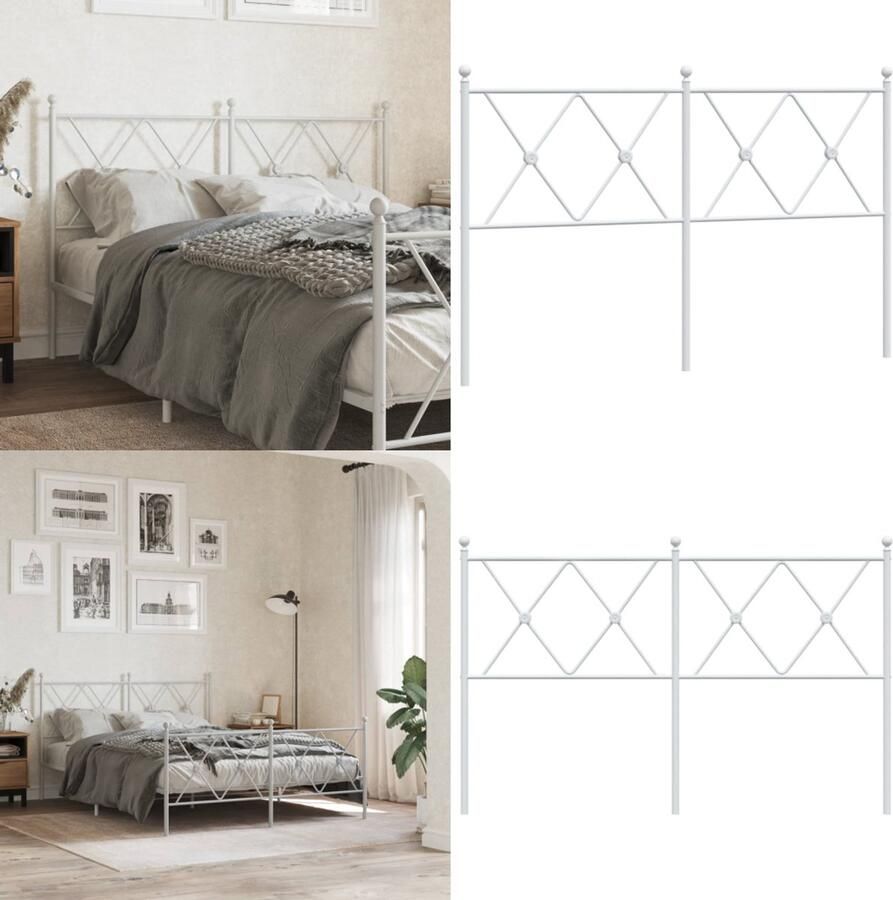 VidaXL Hoofdbord 137 cm metaal wit Hoofdbord Hoofdborden Hoofdeinde Metalen Hoofdbord