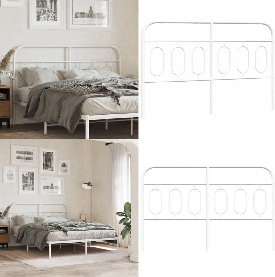 VidaXL Hoofdbord 137 cm metaal wit Hoofdbord Hoofdborden Hoofdeinde Metalen Hoofdbord