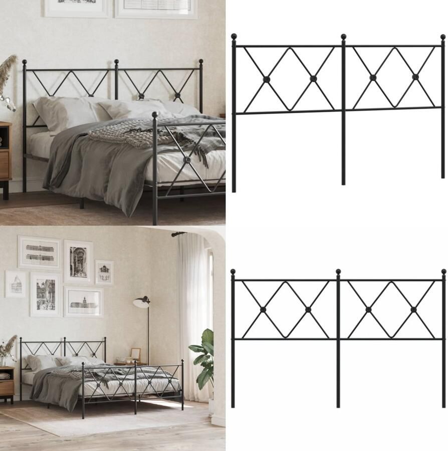 VidaXL Hoofdbord 137 cm metaal zwart Hoofdbord Hoofdborden Hoofdeinde Metalen Hoofdbord