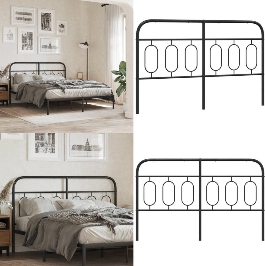 VidaXL Hoofdbord 137 cm metaal zwart Hoofdbord Hoofdborden Hoofdeinde Metalen Hoofdbord